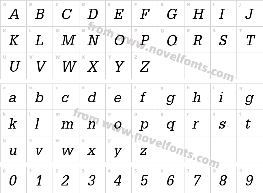 URWEgyptienneT-ReguExtrNarrObliCharacter Map