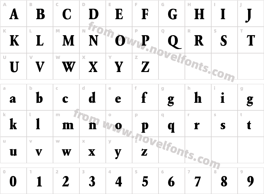 URWGaramondT-ExtrBoldExtrNarrCharacter Map