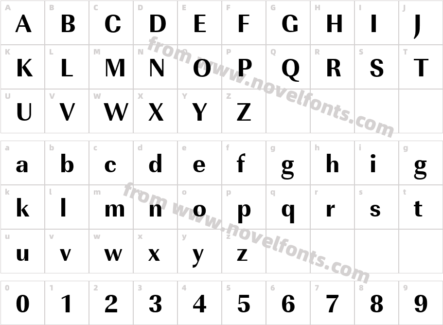 URWImperialT-ExtrBoldNarrCharacter Map