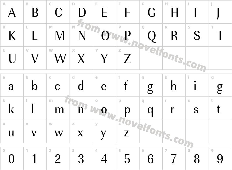 URWImperialT-ReguExtrNarrCharacter Map