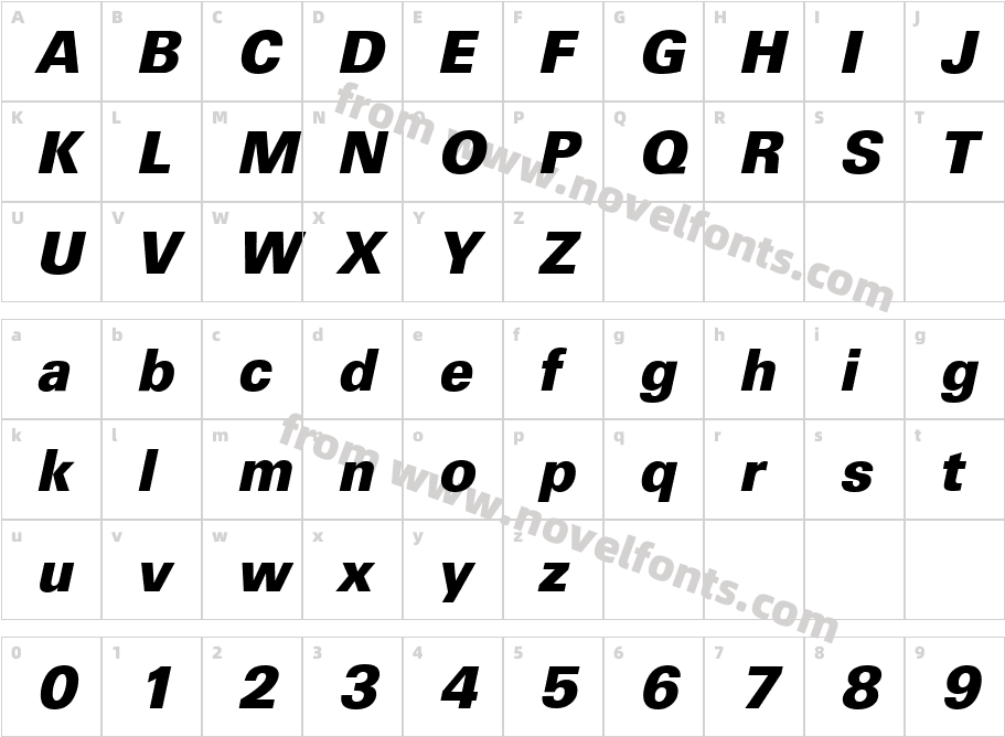 UltimateSerialXboldItalicCharacter Map