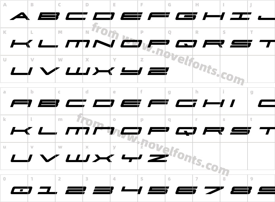 Ultra 911 Bold ItalicCharacter Map