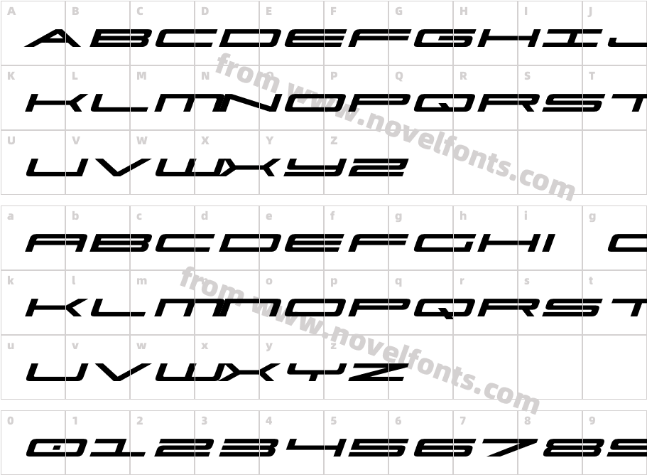 Ultra 911 Expanded ItalicCharacter Map