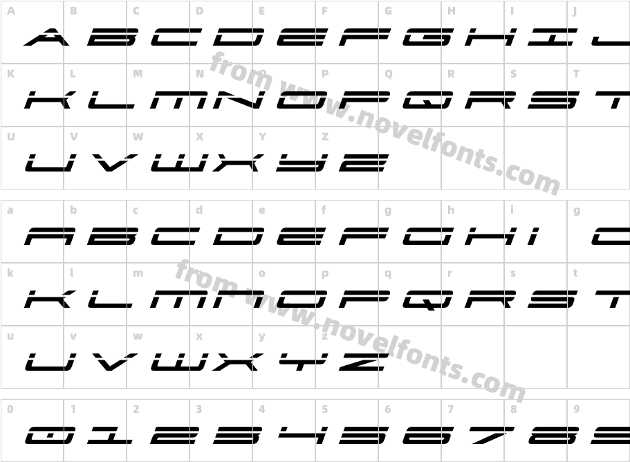 Ultra 911 Laser ItalicCharacter Map