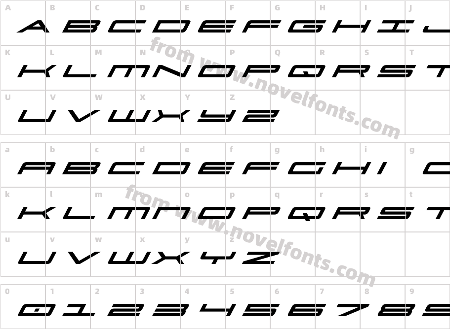 Ultra 911 Super-ItalicCharacter Map