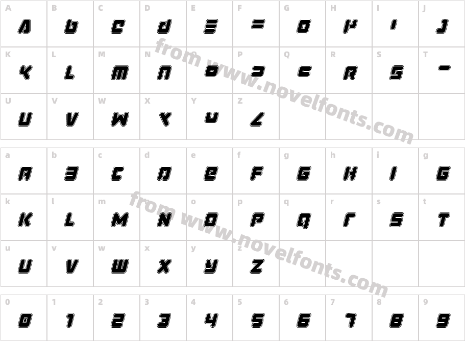 Unbound Gamer Academy ItalicCharacter Map