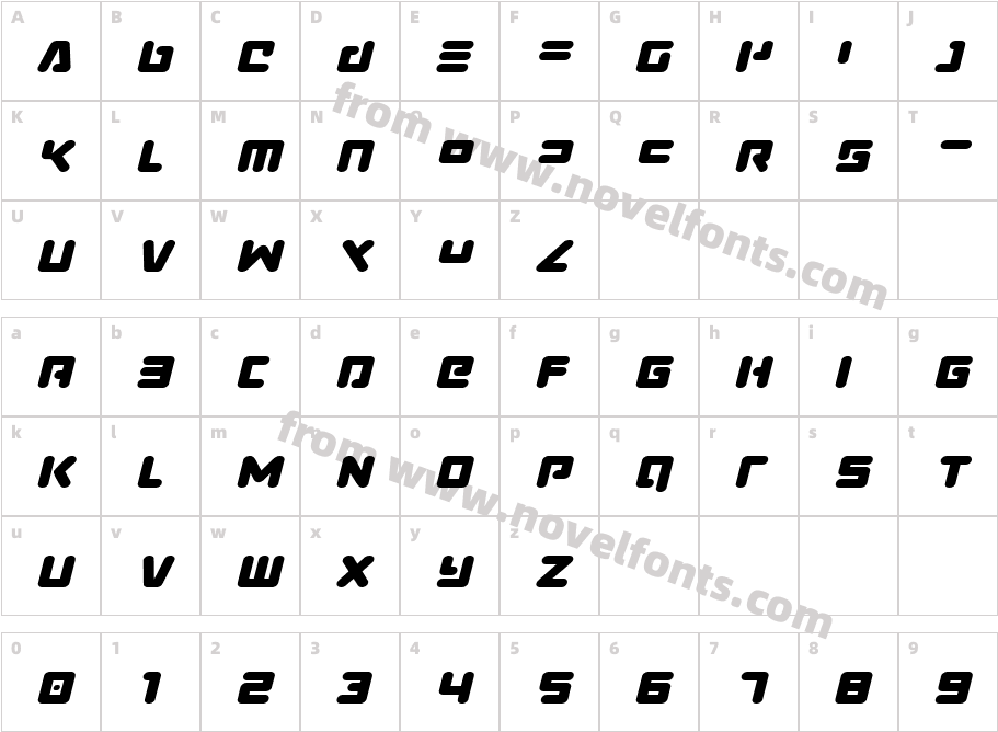 Unbound Gamer Expanded ItalicCharacter Map