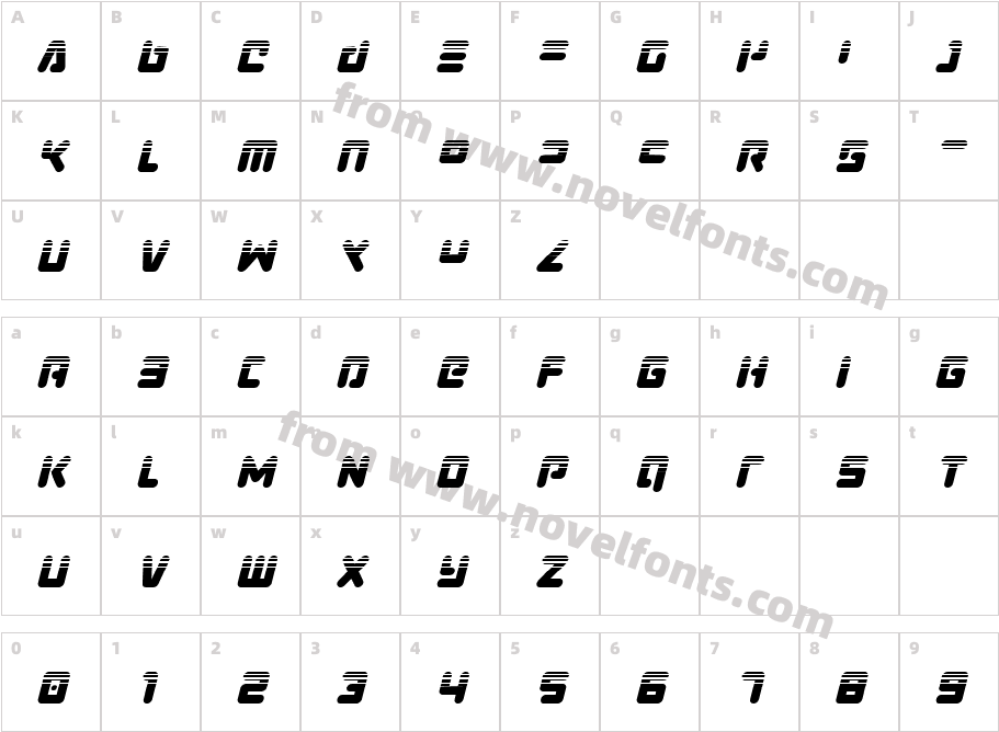 Unbound Gamer Halftone ItalicCharacter Map