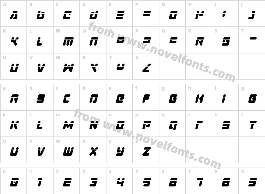 Unbound Gamer Laser ItalicCharacter Map