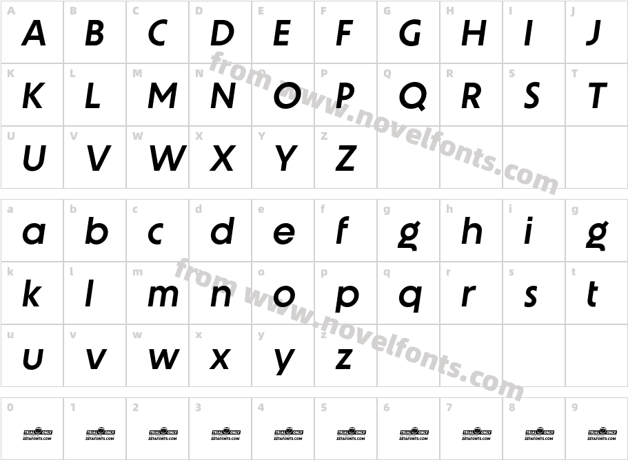 Unigeo64 Trial Semibold ItalicCharacter Map