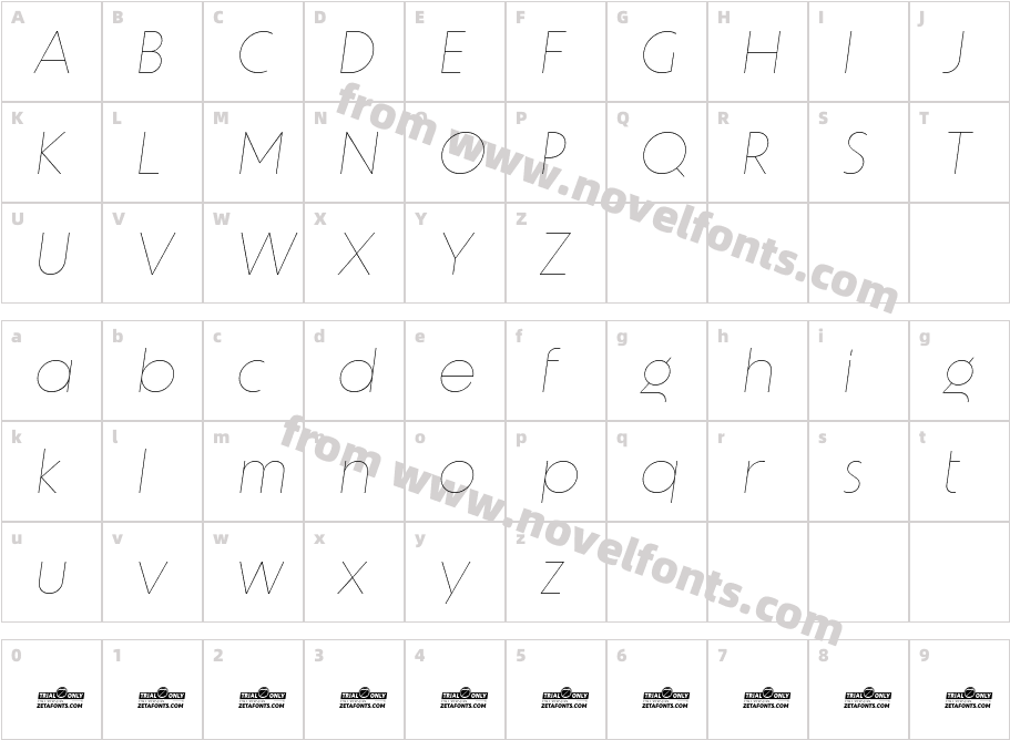 Unigeo64 Trial Thin ItalicCharacter Map