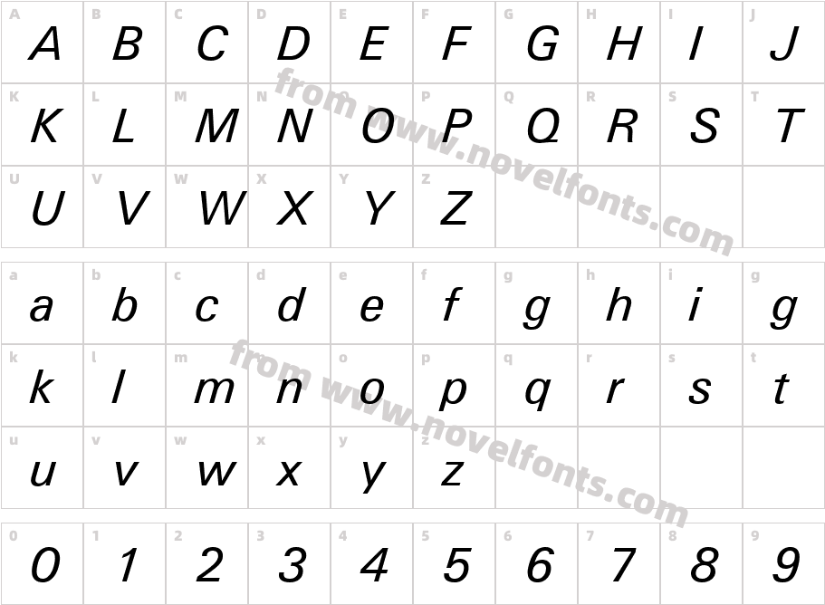 Univers-MediumItalicCharacter Map