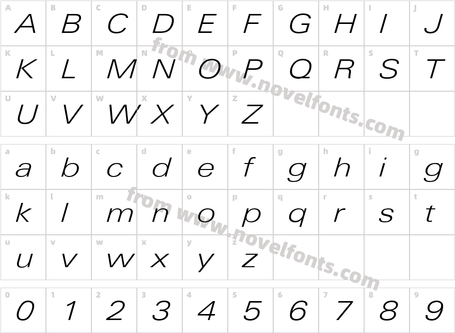 UniversNextPro-LightExtItCharacter Map