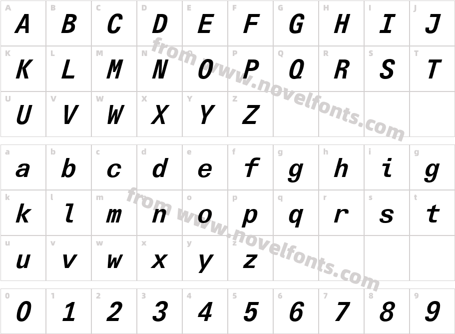 UniversNextTypewrtrPro-BdItCharacter Map