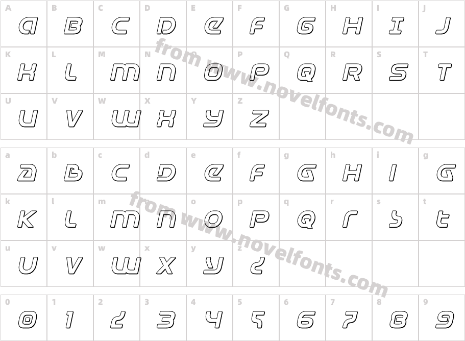 Universal Jack 3D ItalicCharacter Map