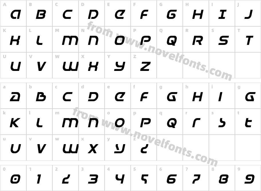 Universal Jack ItalicCharacter Map