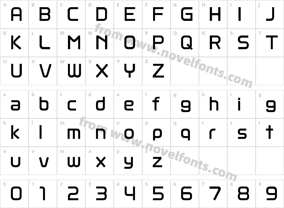 VD-giga JR Std BCharacter Map