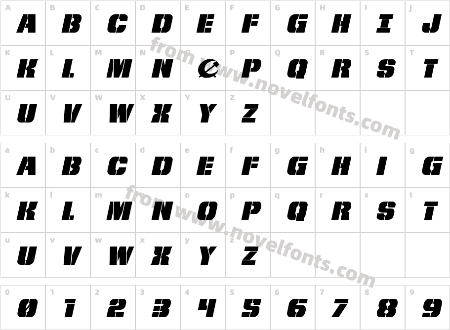 From BOND With Love Expanded ItalicCharacter Map