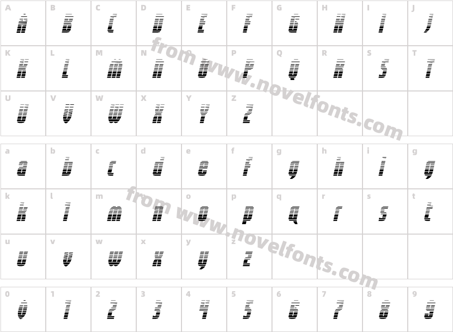 Valiant Times LC Gradient ItalCharacter Map