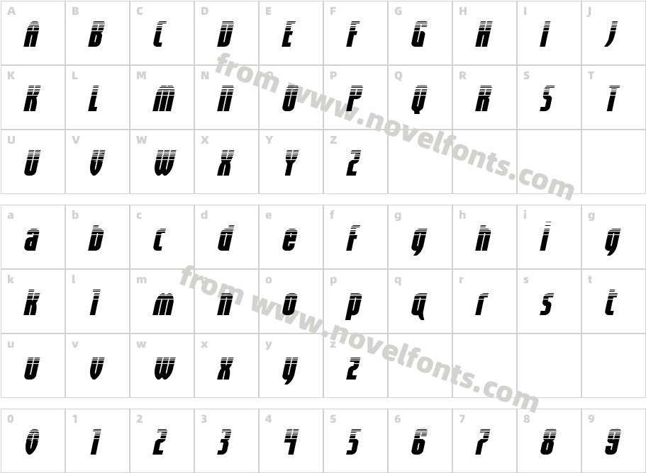 Valiant Times LC Halftone ItalCharacter Map