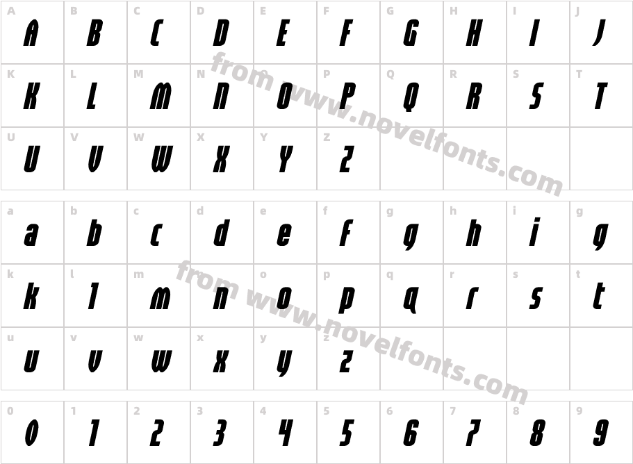 Valiant Times LC Spaced ItalicCharacter Map