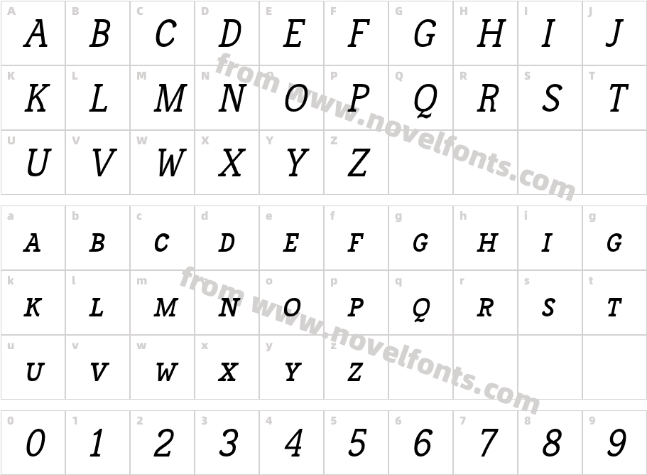 Frontenac Small Caps ItalicCharacter Map