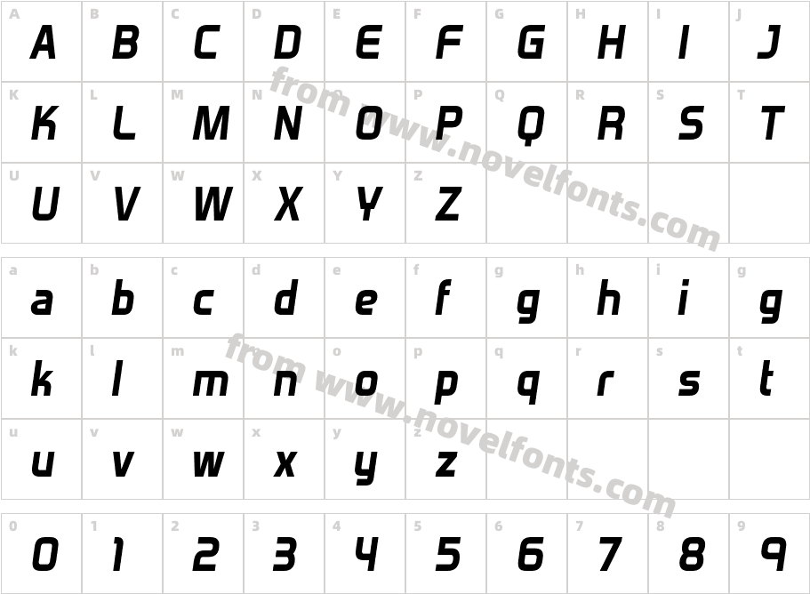 VenactiRg-BoldItalicCharacter Map