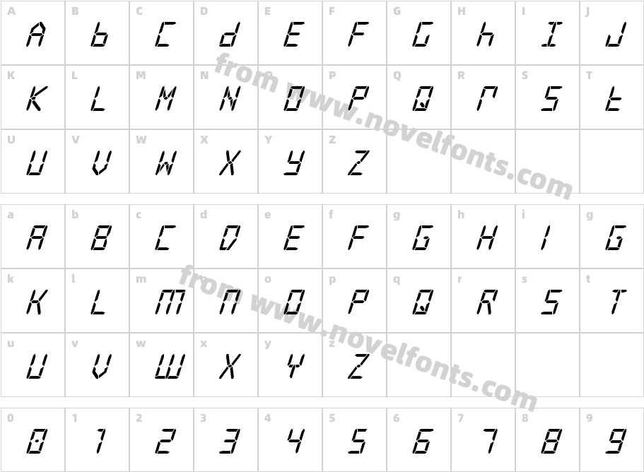 Frozen Crystal Super-ItalicCharacter Map