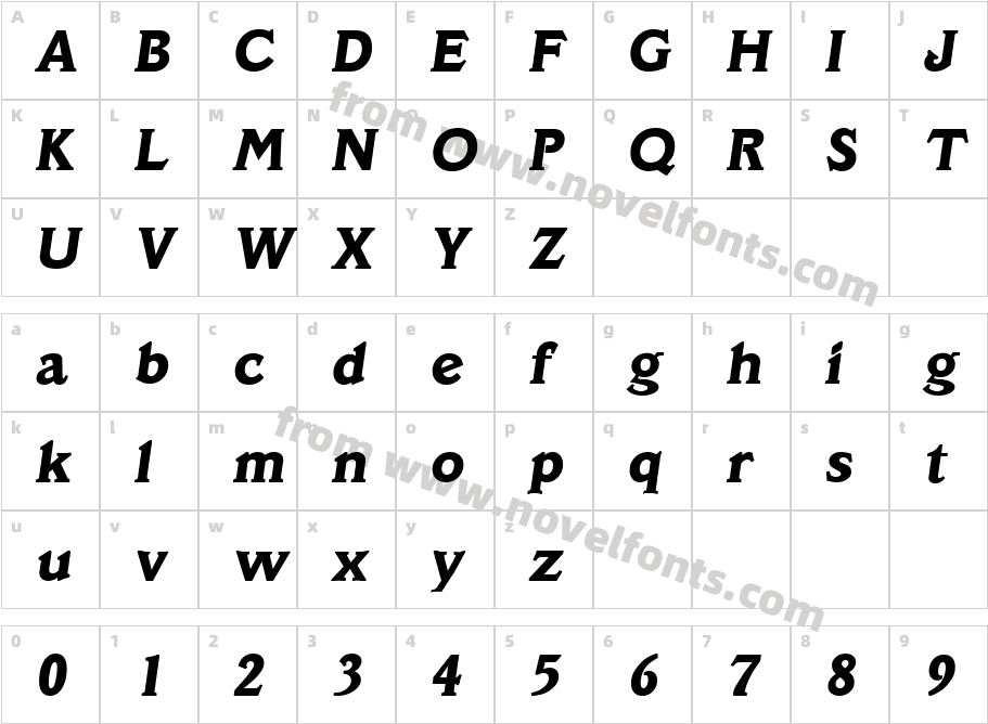 VeracruzSerialXboldItalicCharacter Map