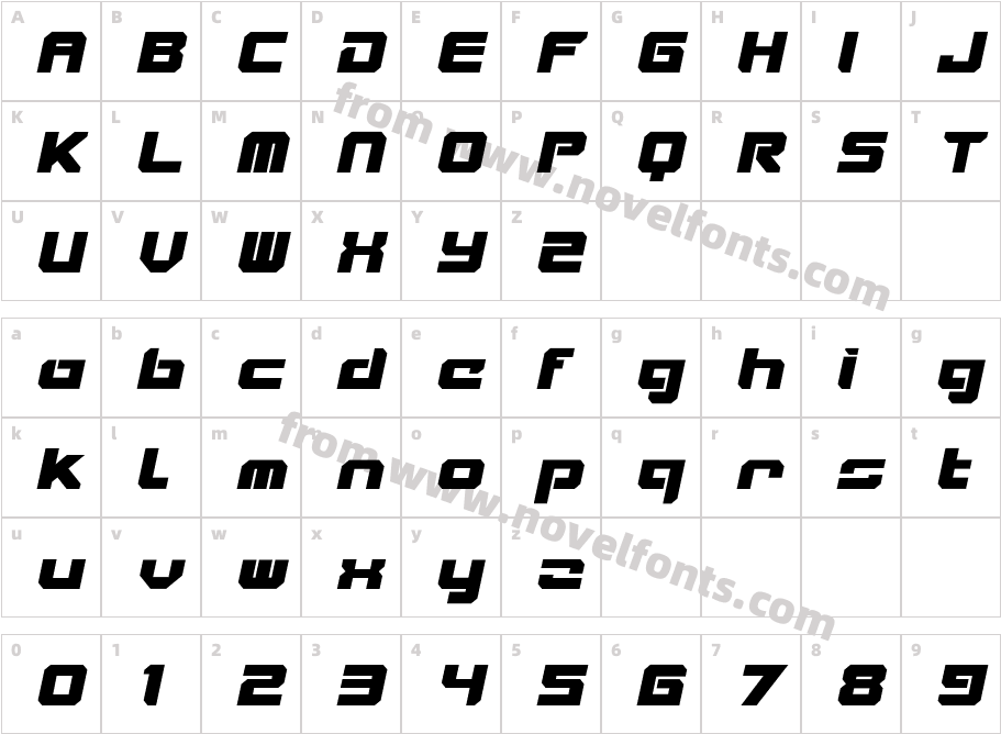 VideoTech-ClosedItalicCharacter Map