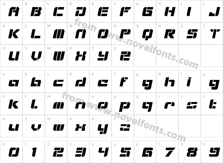 VideoTech-OpenItalicCharacter Map