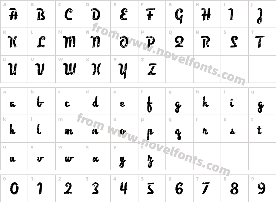 VilandersScript-StampCharacter Map