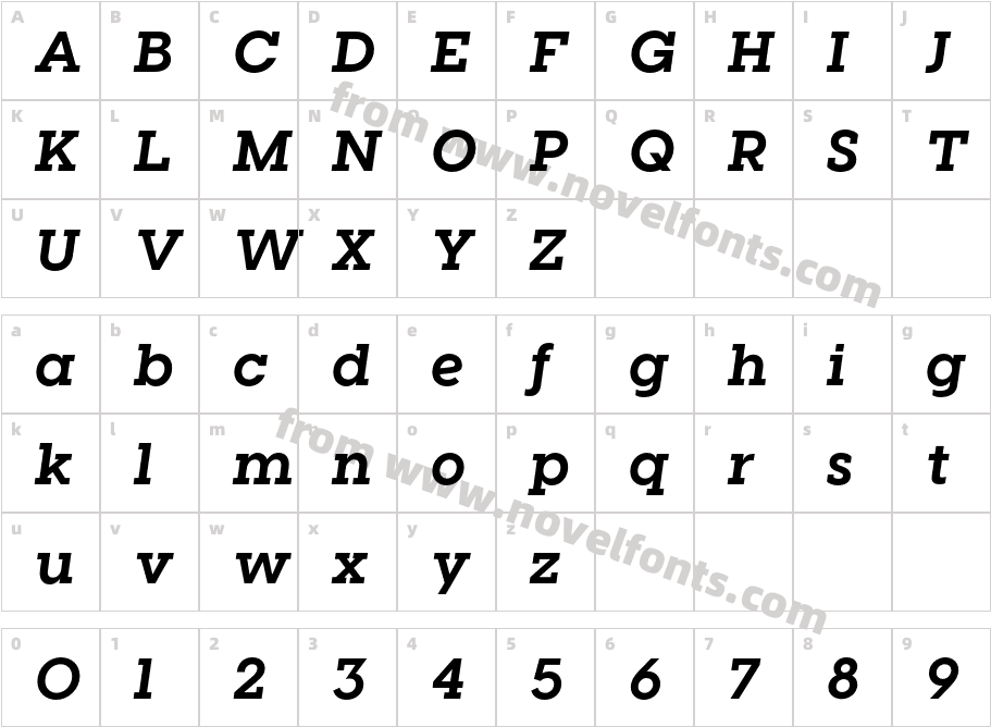 Visby Slab CF Bold ObliqueCharacter Map