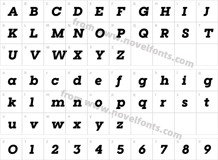 Visby Slab CF Heavy ObliqueCharacter Map