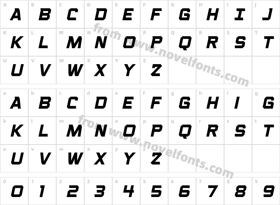 VoiceActivatedCapsBB-BoldItalicCharacter Map