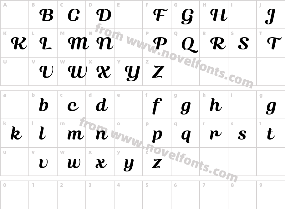 Wanwan DEMO BoldCharacter Map