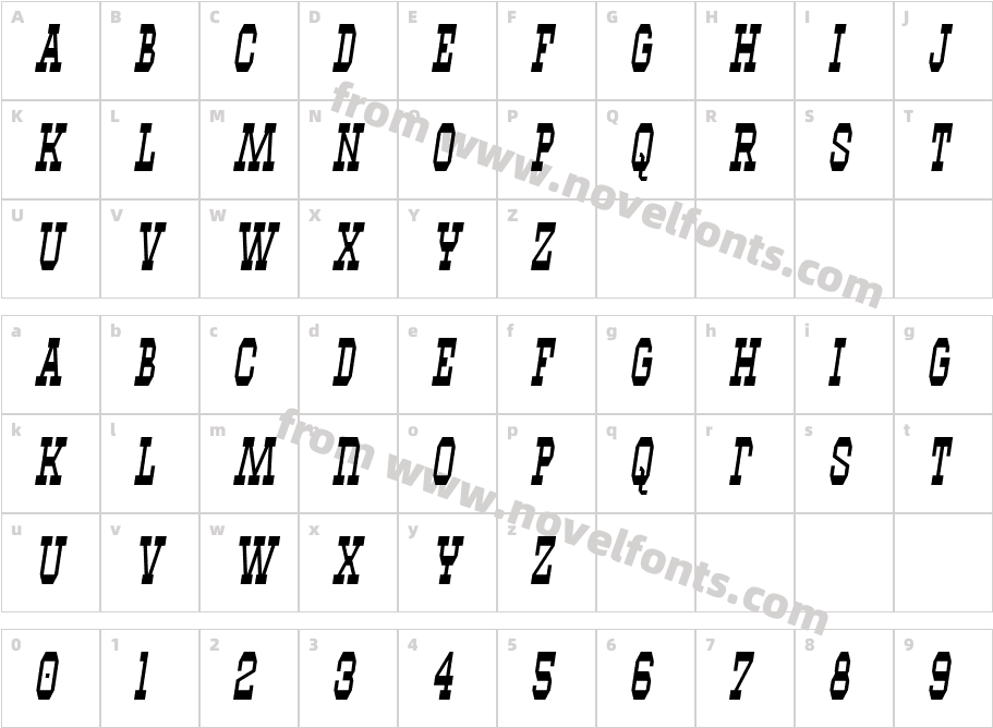 Westhorn ItalicCharacter Map