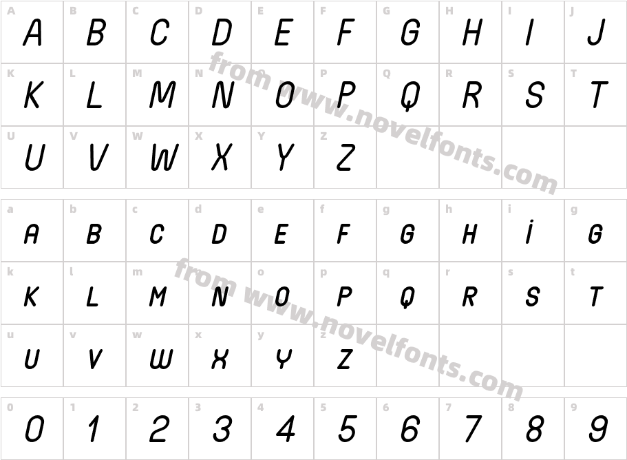 WidaRoundSmallCapsDemo-ItalicCharacter Map