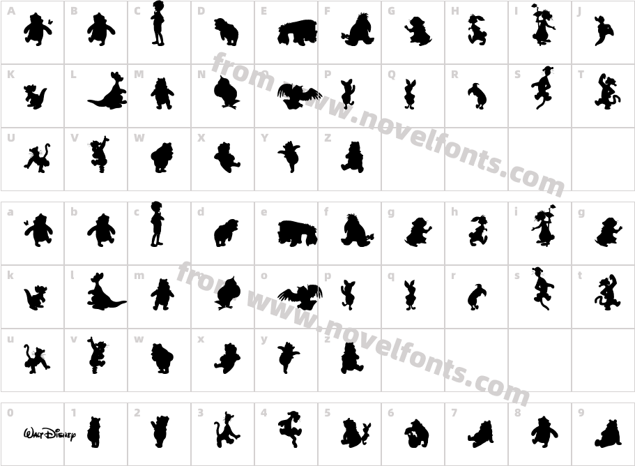 Winnie SilhouettesCharacter Map