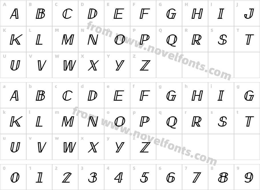 X Company ItalicCharacter Map