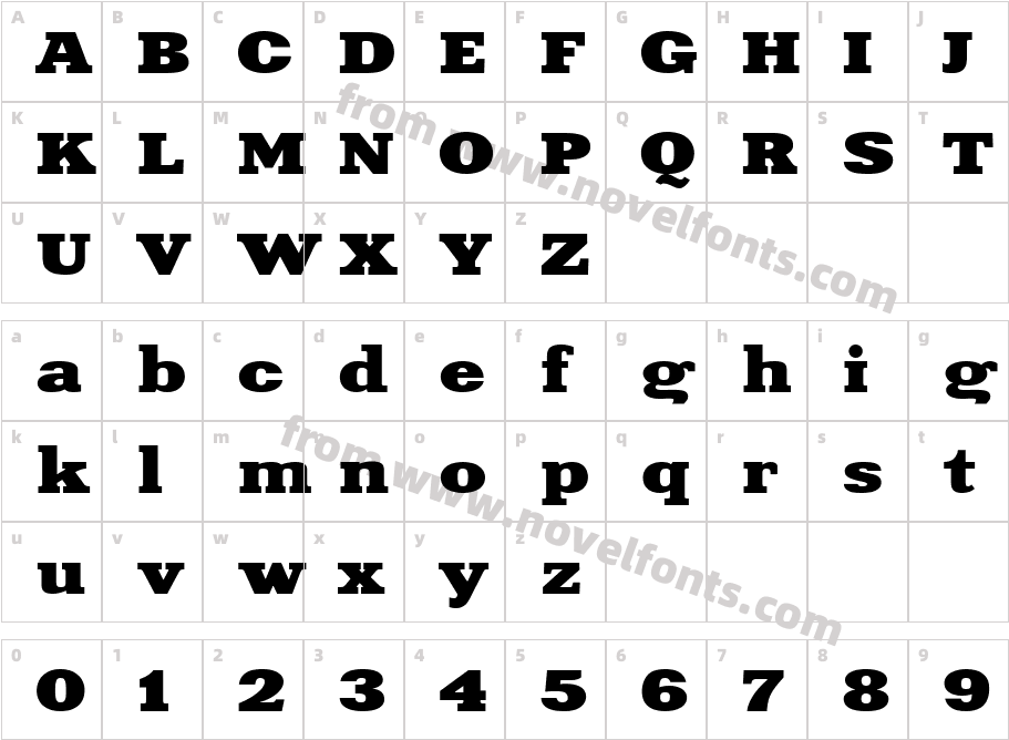 XeniaExtendedBoldCyrillicCharacter Map