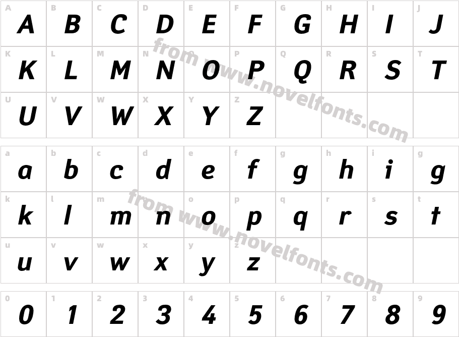 YanusC-BoldItalicCharacter Map