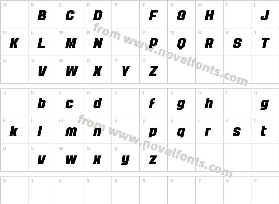 Yanyont DEMO Black ItalicCharacter Map