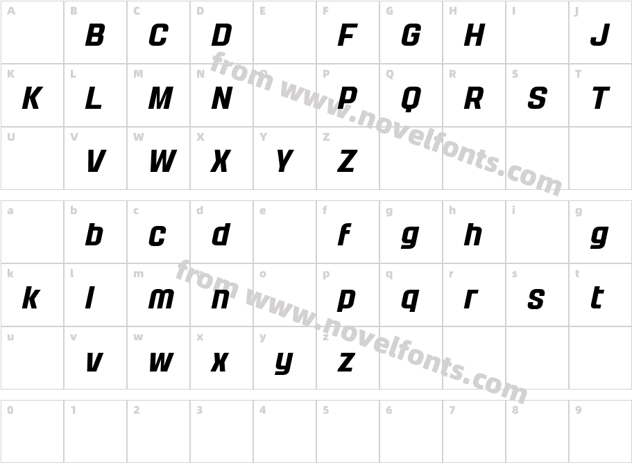 Yanyont DEMO Bold ItalicCharacter Map