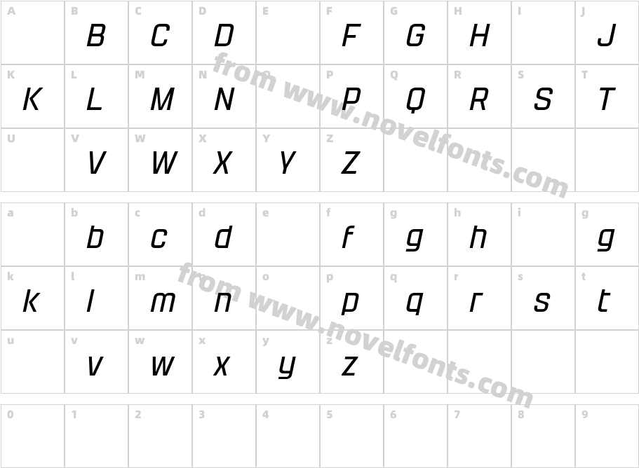 Yanyont DEMO ItalicCharacter Map