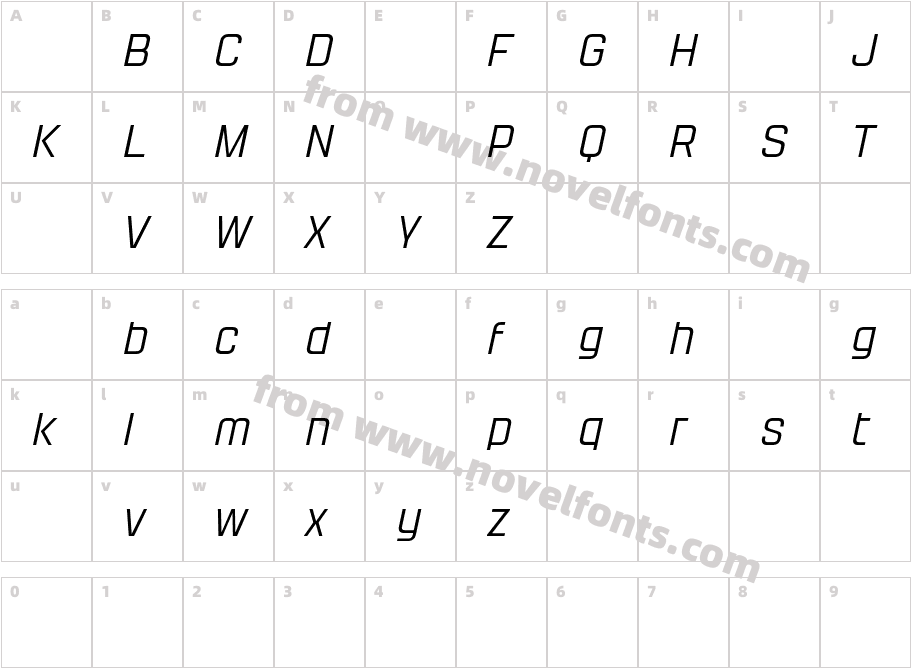 Yanyont DEMO Light ItalicCharacter Map