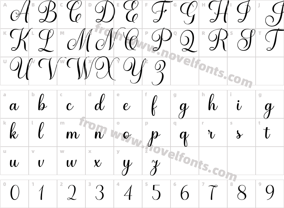 Yasbigan ScriptCharacter Map