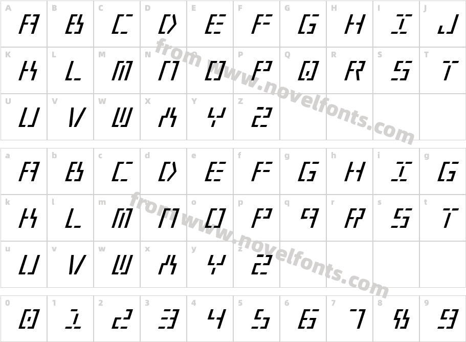 Year2000ItalicCharacter Map