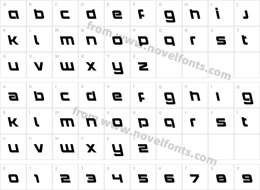 Yielding Timber LeftalicCharacter Map