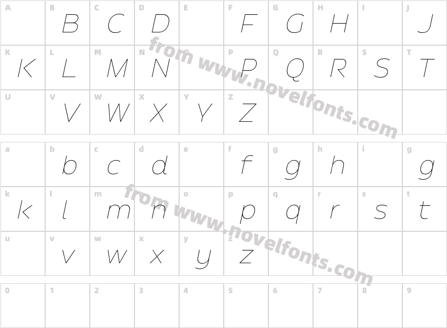 Yingyai DEMO Thin ItalicCharacter Map